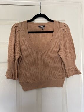 PAIGE Tan Magnolia Scoop-Neck Pointelle Top